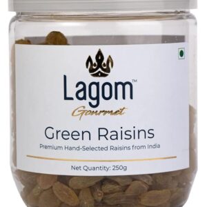 Lagom Gourmet Seedless Green Raisins 250G | Premium Kishmish | All Natural, No Added Sugar, No Preservatives | Soft, Juicy & Sweet Raisins Dry Fruit | Vegan, Gluten Free, Non-GMO
