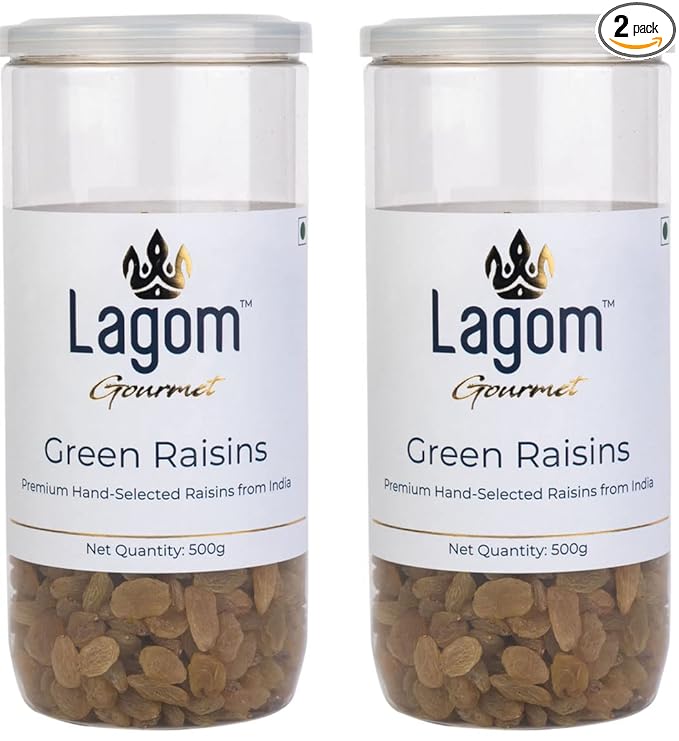Lagom Gourmet Seedless Green Raisins 1KG | Premium Kishmish | All Natural, No Added Sugar, No Preservatives | Soft, Juicy & Sweet Raisins Dry Fruit | Vegan, Gluten Free, Non-GMO