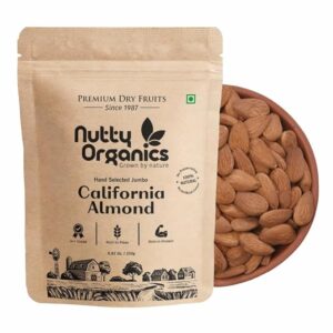 Nutty Organics California Almonds 1000Gm | Hand Selected Jumbo | Tasty & Healthy | High in Protein & Dietary Fiber | Nutritious | Healthy Dry Fruit