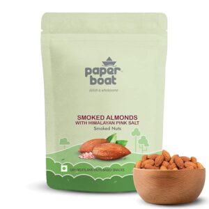 Paper Boat Premium Smoked and Roasted Almonds with Himalayan Pink Salt, Healthy Dry Fruit Snack, Pouch (200g)