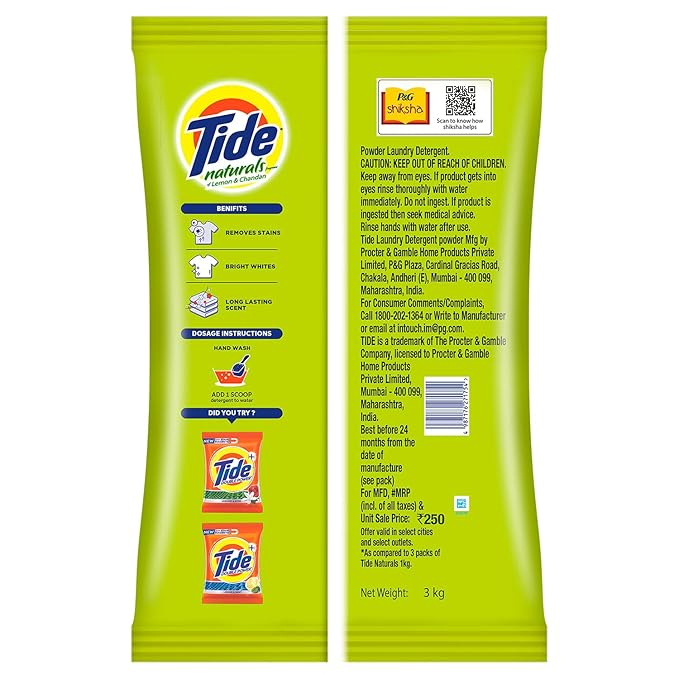 Tide Naturals 3Kg Detergent Powder - Lemon And Chandan - Image 2