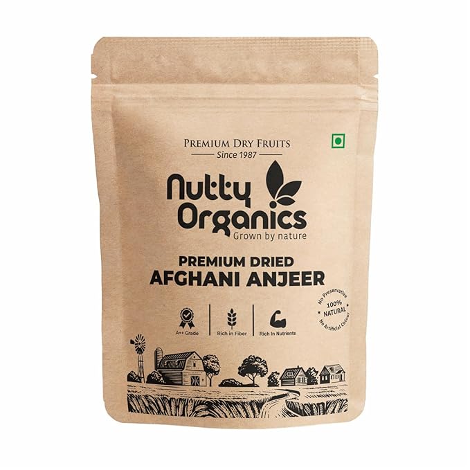 NUTTY ORGANICS Premium Dried Afghani Anjeer 1000 GM | Rich in Fiber | Rich in Nutrients | Packed with Fiber & Nutrients for a Healthier, Happier You | Anjeer Dry Fruit