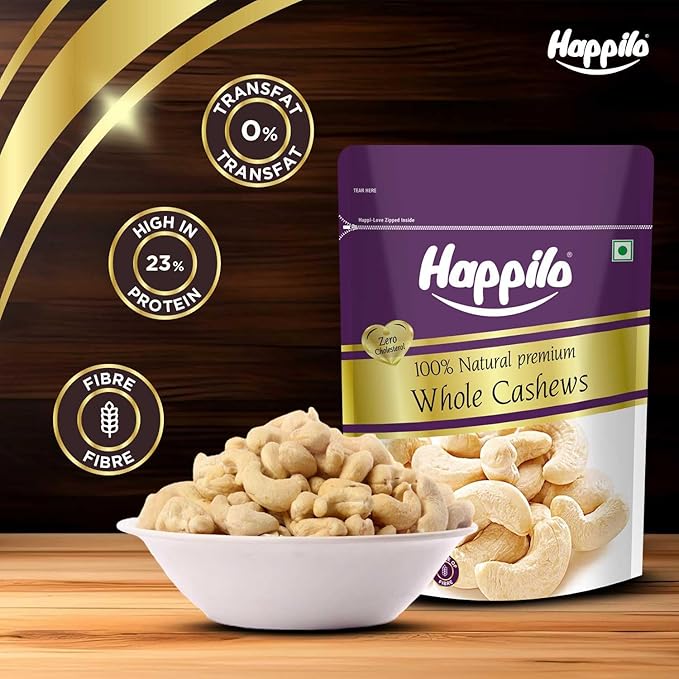 Happilo 100% Natural Premium Whole Cashews 500 g Value Pack | Whole Crunchy Cashew | Premium Kaju nuts | Nutritious & Delicious | Gluten Free & Plant based Protein (Pack of 2) - Image 4