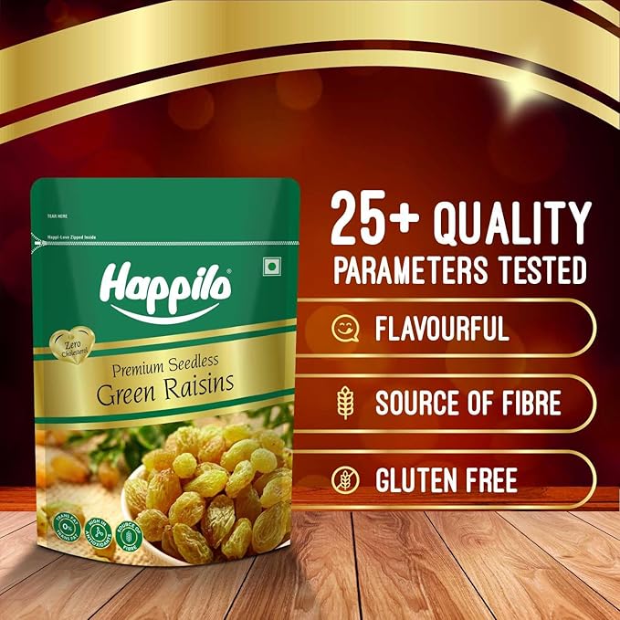 Happilo Premium Seedless Fresh Green Raisins Kishmish Nutritious Rich In Iron Value Pack 500Gram(Pack Of 2) - Image 4