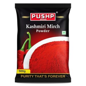 Pushp Brand Kashmiri Red Chilli Powder (Pouch Pack of 1, 500gm)
