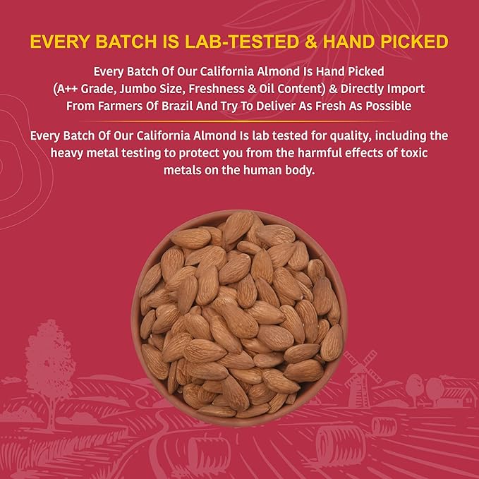 Nutty Organics California Almonds 1000Gm | Hand Selected Jumbo | Tasty & Healthy | High in Protein & Dietary Fiber | Nutritious | Healthy Dry Fruit - Image 4