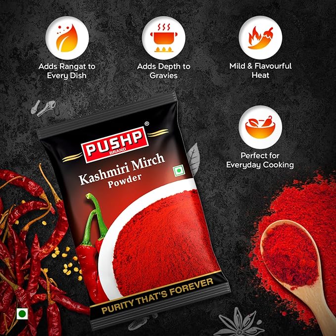 Pushp Brand Kashmiri Red Chilli Powder (Pouch Pack of 1, 500gm) - Image 2
