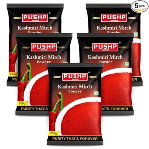 Pushp Brand Kashmiri Red Chilli Powder (200gm) (Pack of 5)