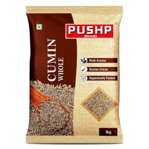 Pushp Whole Jeera | 1kg Pouch | Premium Cumin Seeds | Aromatic & Flavorful | Ideal for Cooking, Tadka, Seasoning (Pack of 1)