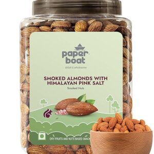 Paper Boat Premium Smoked and Roasted Almonds Himalayan Pink Salt, Healthy Snack - Salted Badam, Reusable Jar 1Kg